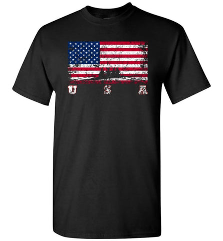 American Flag Rowing - Short Sleeve T-Shirt - Black / S