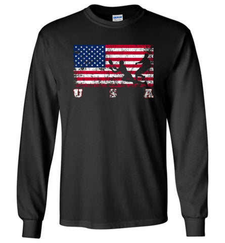 American Flag Rugby Sevens - Long Sleeve T-Shirt - Black / M