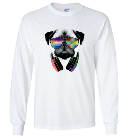 Dog Music Shirt With Dog On It Dog Face T Shirts Funny Dog Band Sweaters Long Sleeve - White / M