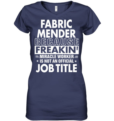 Fabric Mender Because Freakin’ Miracle Worker Job Title Ladies V-Neck - Hanes Women’s Nano-T V-Neck / Black / S - 