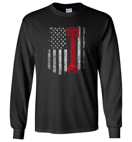 Funny Mechanic Shirt American Mechanic Shirt Presents For Diesel And Car Mechanics - Long Sleeve T-Shirt - Black / M